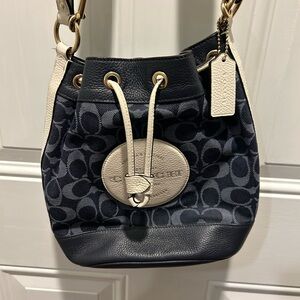 Coach Dark Blue and Cream Shoulder Bag